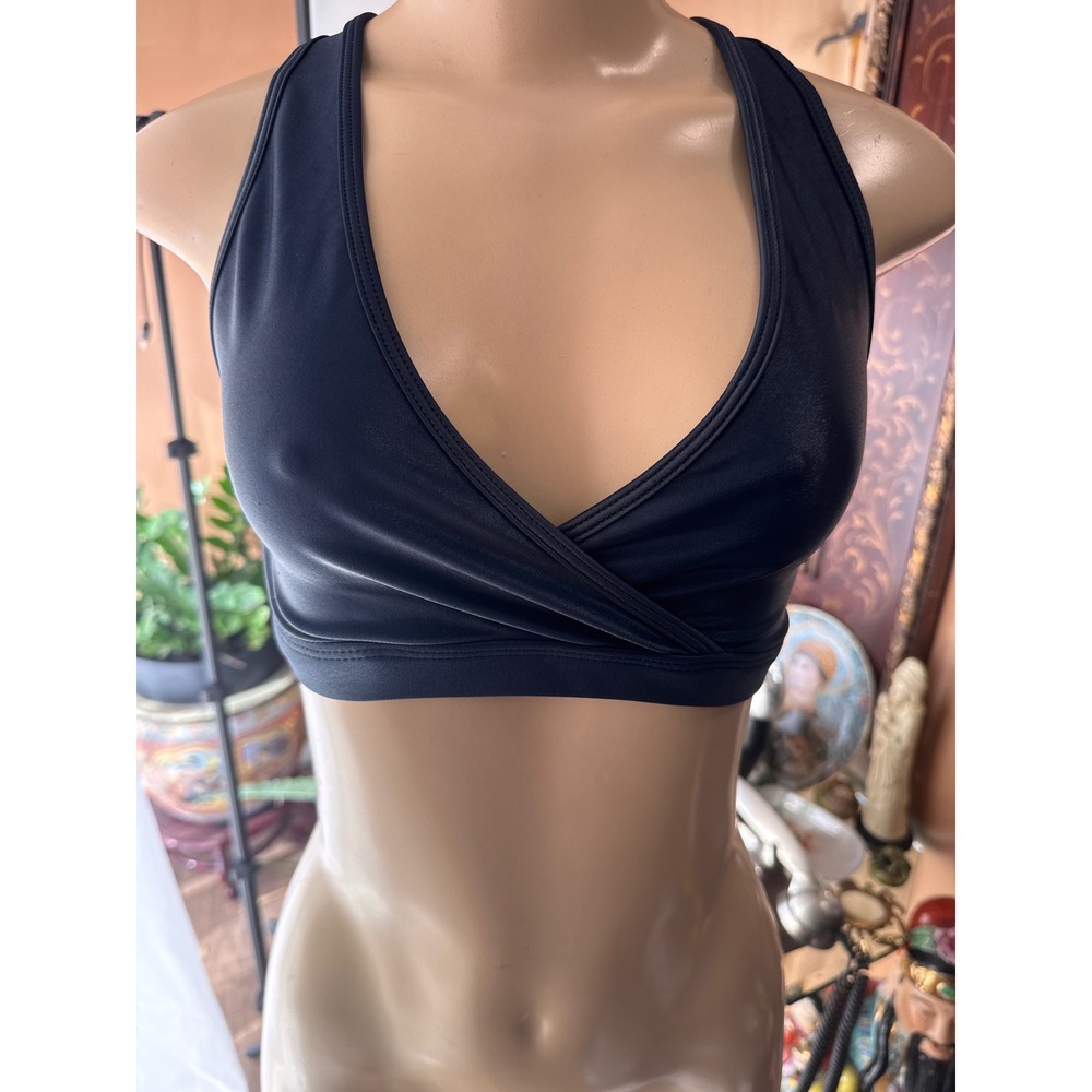 Noli Yoga Black Liquid Crossover Sports Bra Small Cross Back Activewear USA